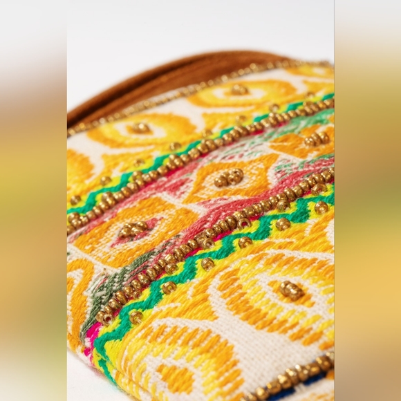 Handmade Hand Beaded Wristlet Clutch - Ethnic Inspired Design - Vibrant Colors - Picture 6 of 6